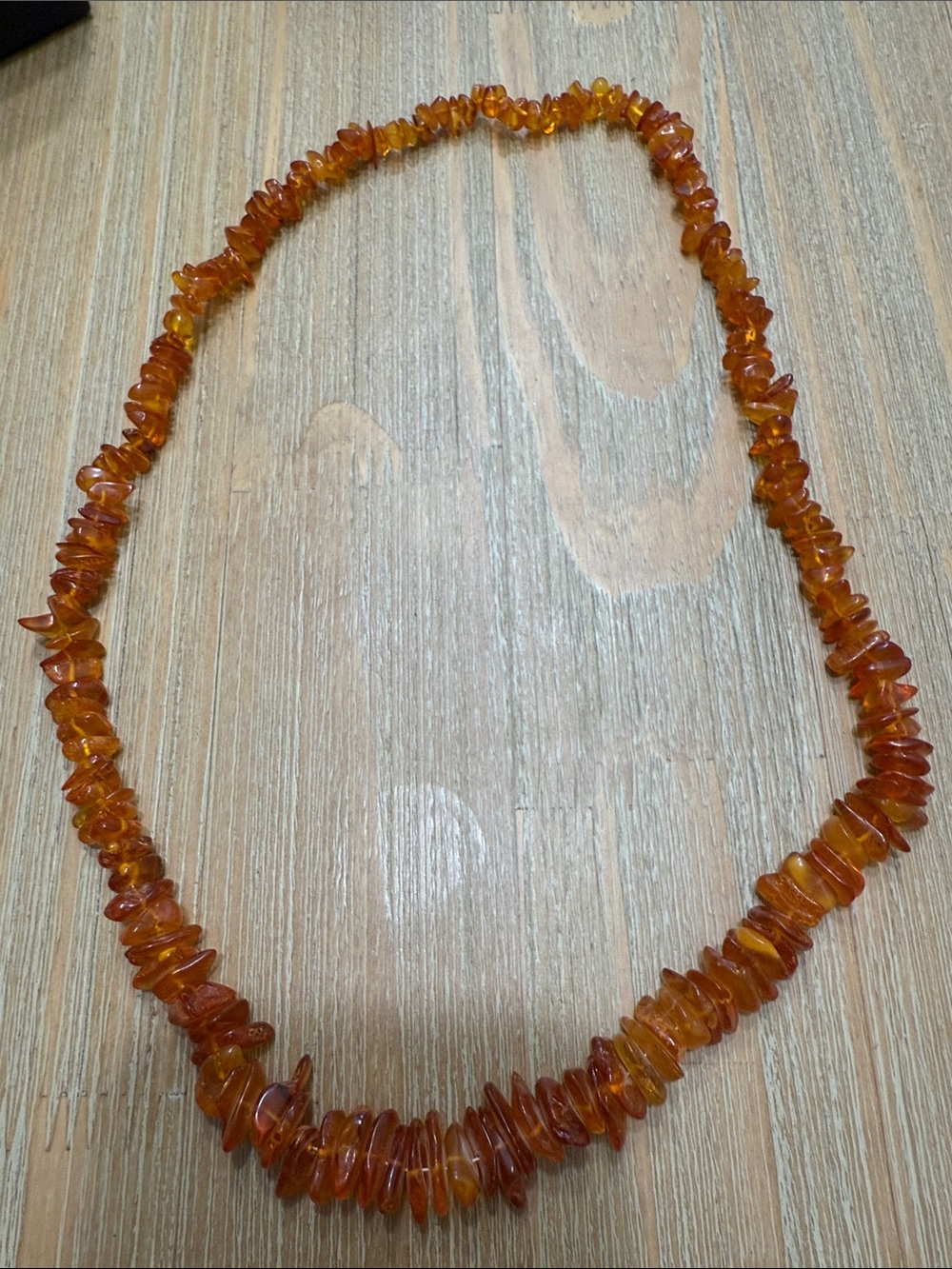 Amber Chip Bead Necklace - Warm Honey Orange